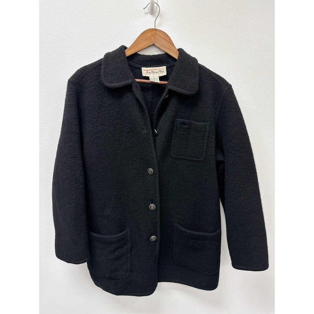Vintage Talbots‎ Wool Car Coat Black M